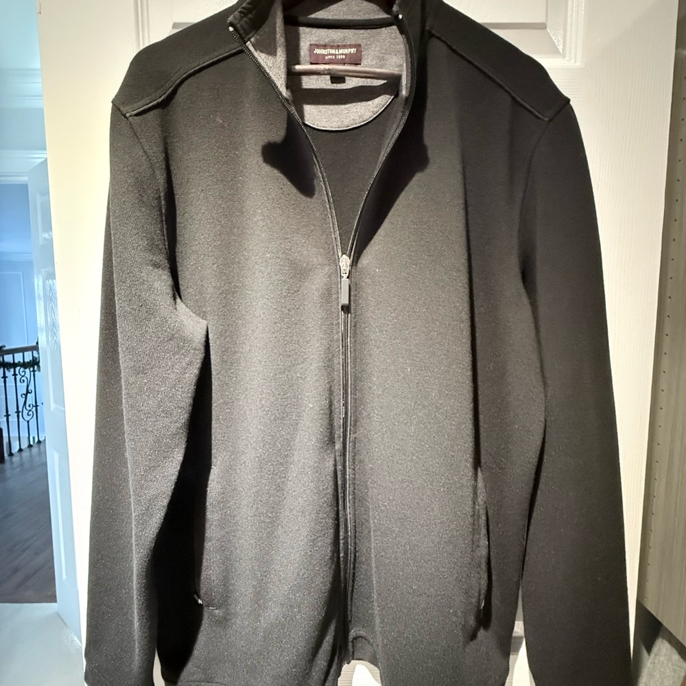 Johnston & Murphy Men's Charcoal Zip-Up Sweater